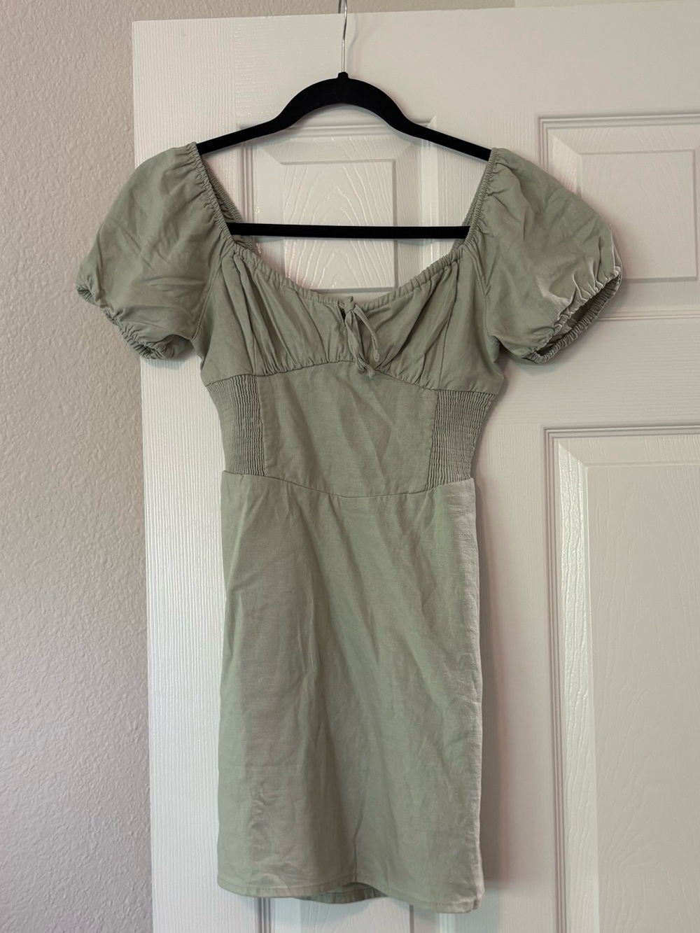 Sage Puff-Sleeve Hollister Mini Dress XS